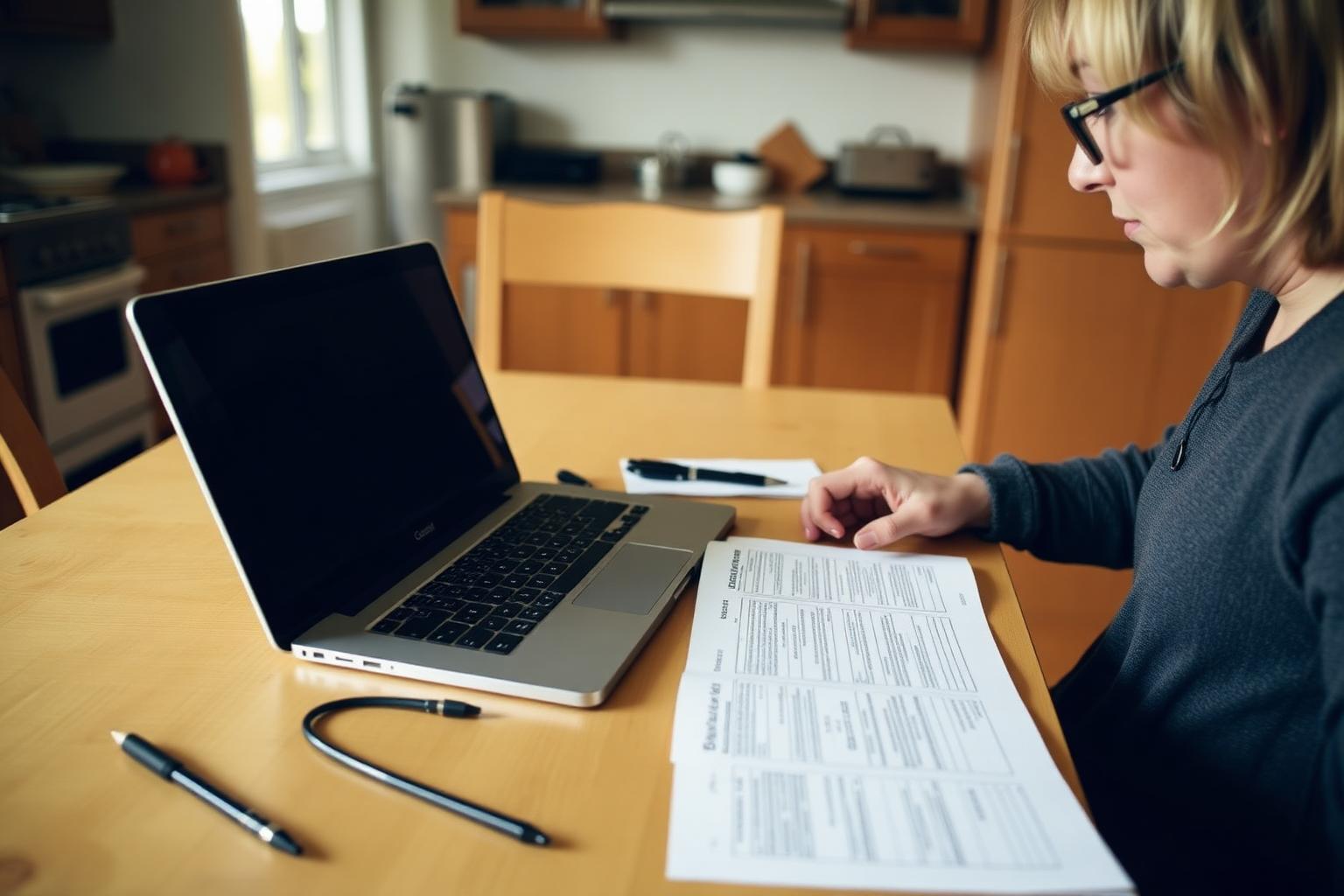 A parent completing an independent school bursary application at home - Bursaries and scholarships at Kent's independent schools: what's actually available
