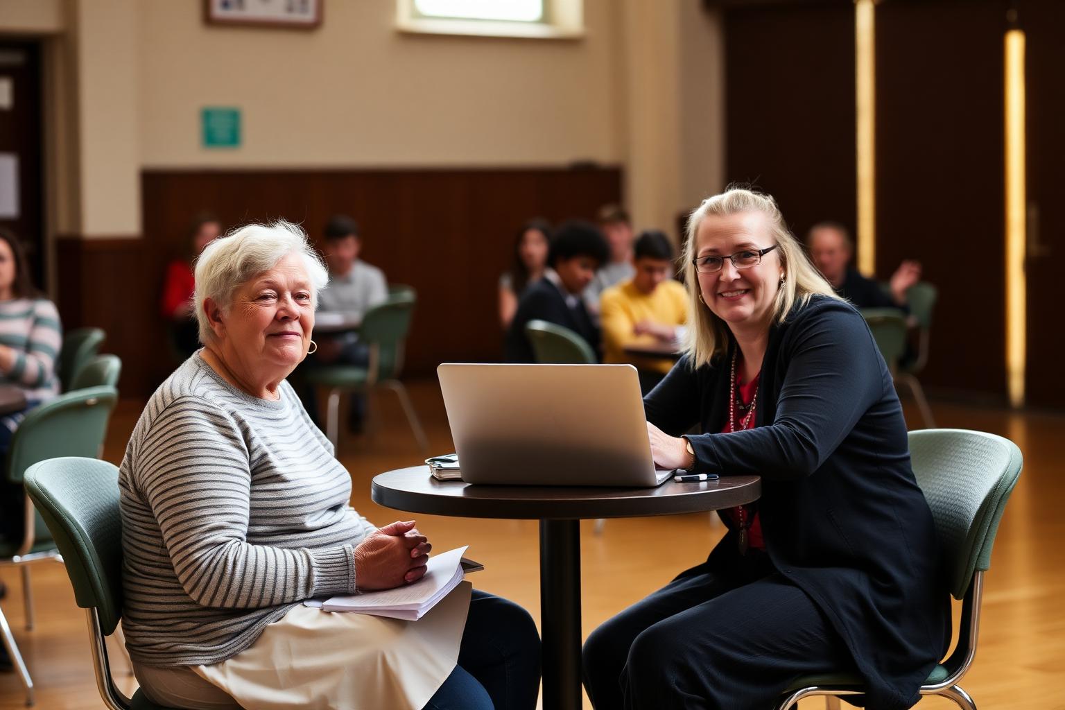 A parent and teacher talking at a parents' evening - Parents' evenings: how to get something useful out of them